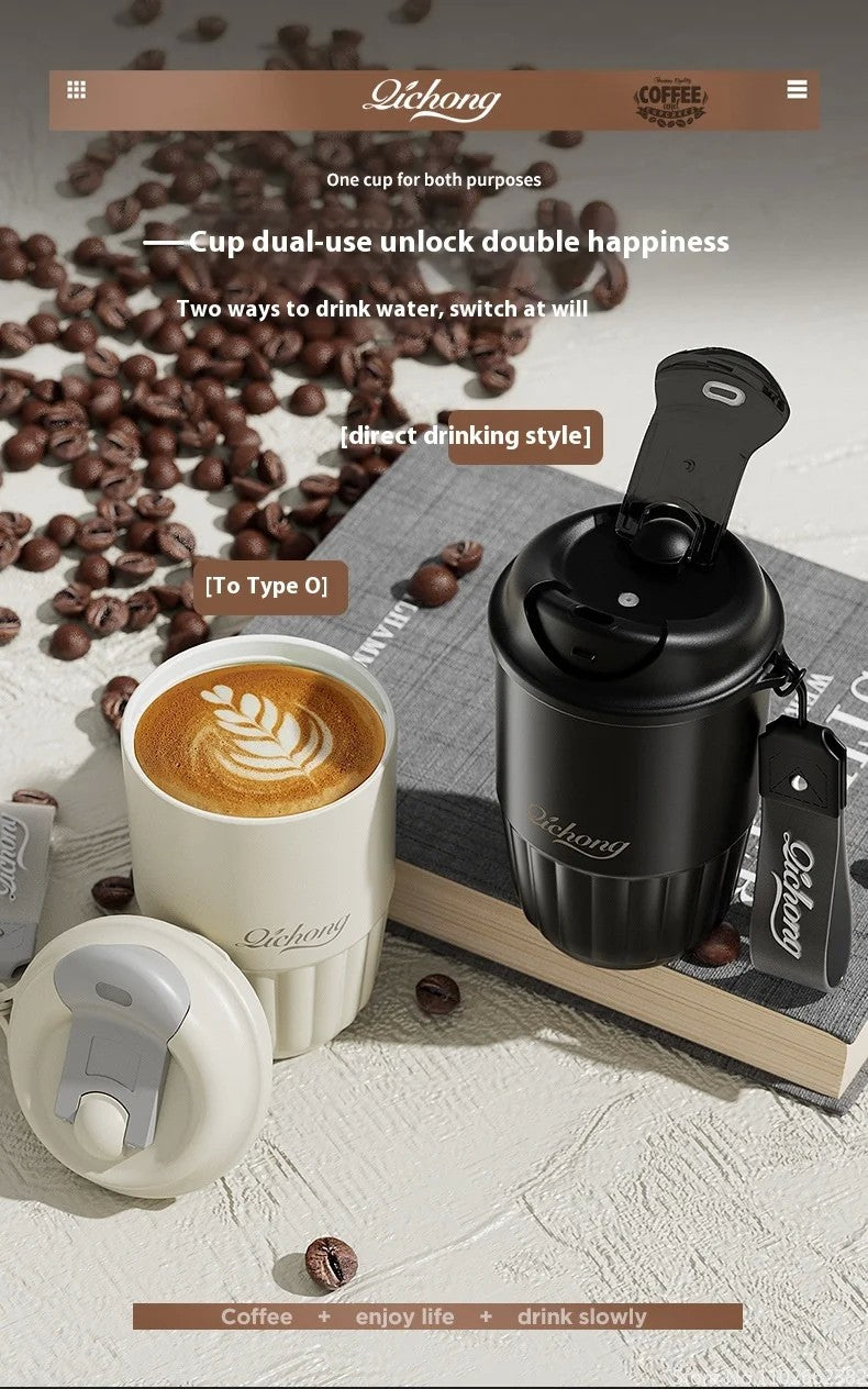 410ml forro cerâmico garrafa térmica xícara de café parede dupla aço inoxid