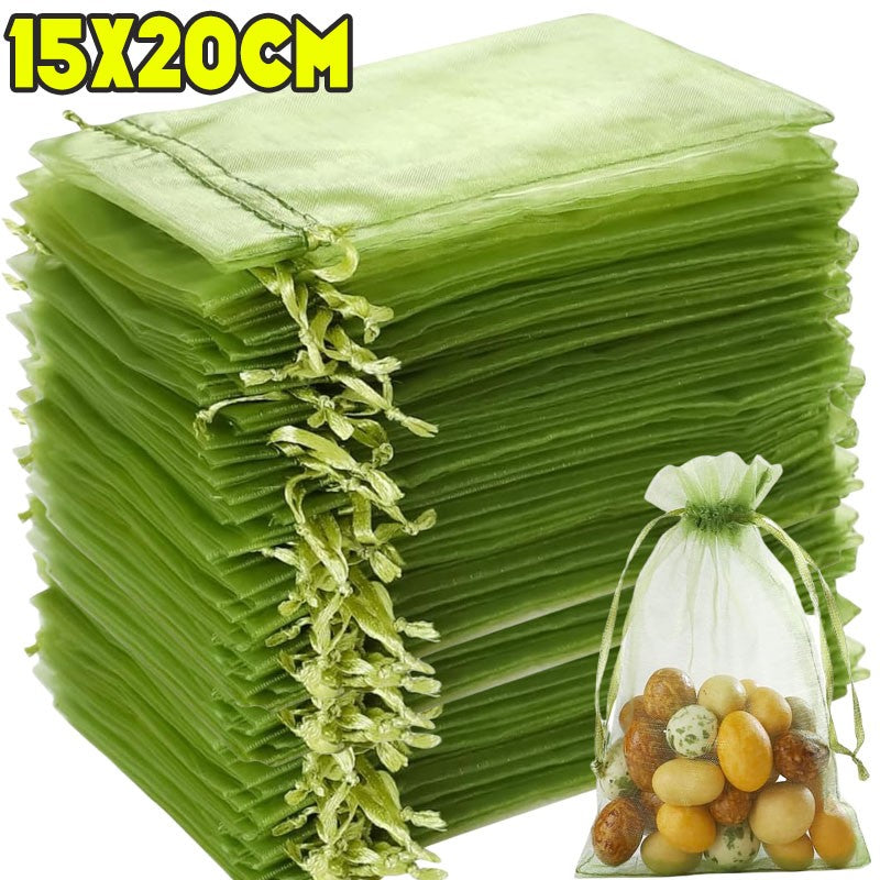 5/300 sacos de rede de proteção de frutas com cordão reutilizáveis sacos de