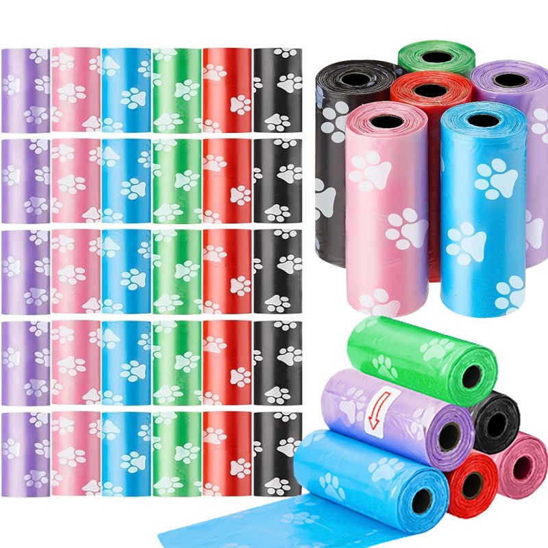 10 rolos biodegradáveis sacos de cocô de cachorro à prova de vazamento sacos