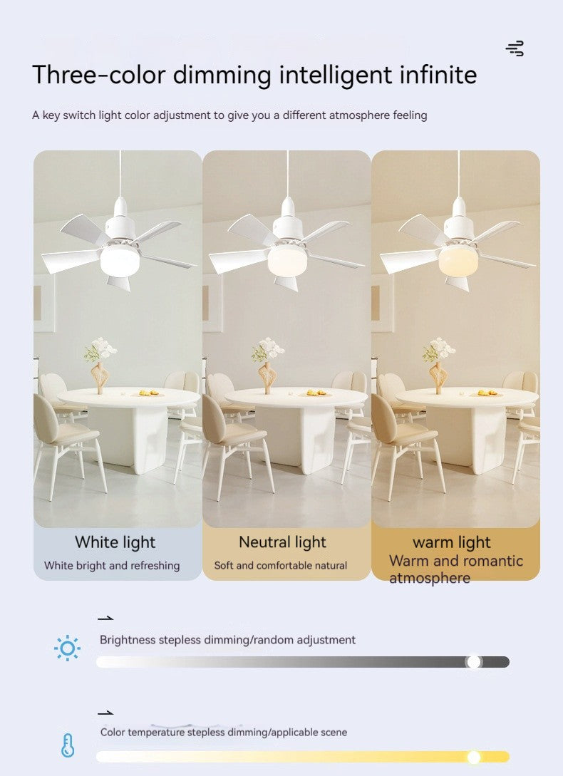 Ventilador de teto led com luz controle remoto regulável 30w e27 base moderna i