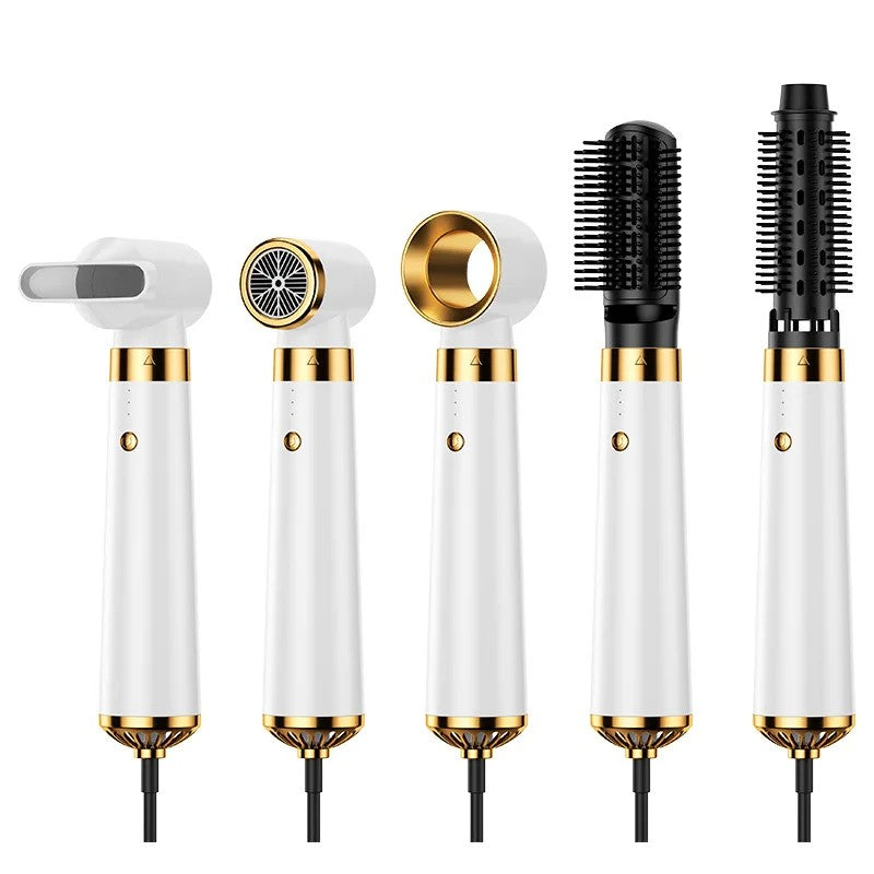 Secador de cabelo multifuncional 5 em 1, pente de ar quente, haste de ondulação automática, pente de cabelo reto, ferramenta estilo salão de beleza, secagem rápida