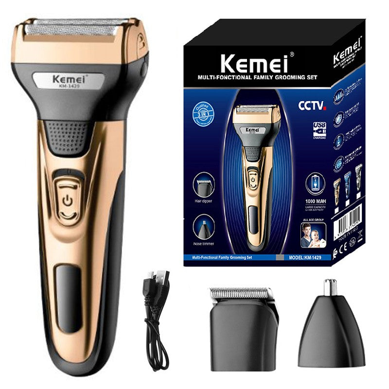 Kemei-Kit de Higiene Elétrico para Homens, Aparador De Pêlos De Barba, Corpo,