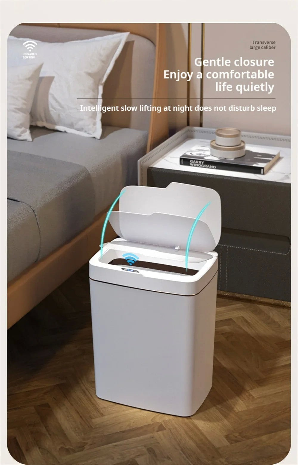 Lixeira inteligente de 15l, automaticamente sem toque, sensor inteligente, detec