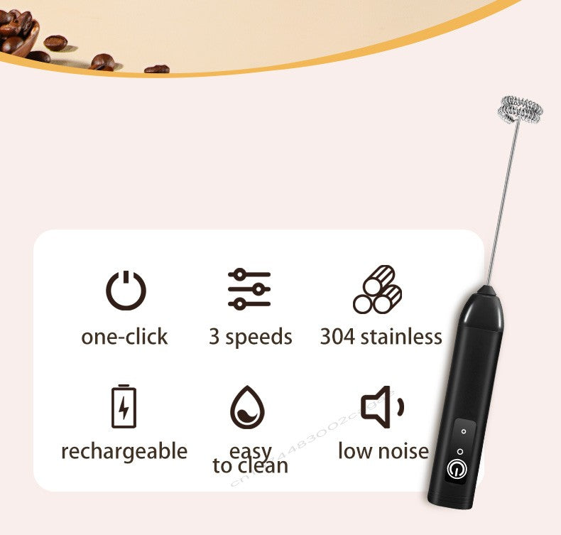 Mini batedor de café recarregável usb, 3 velocidades, máquina de espuma, café, leite, alça elétrica, liquidificador, batedor de ovos, ferramentas de cozinha quentes