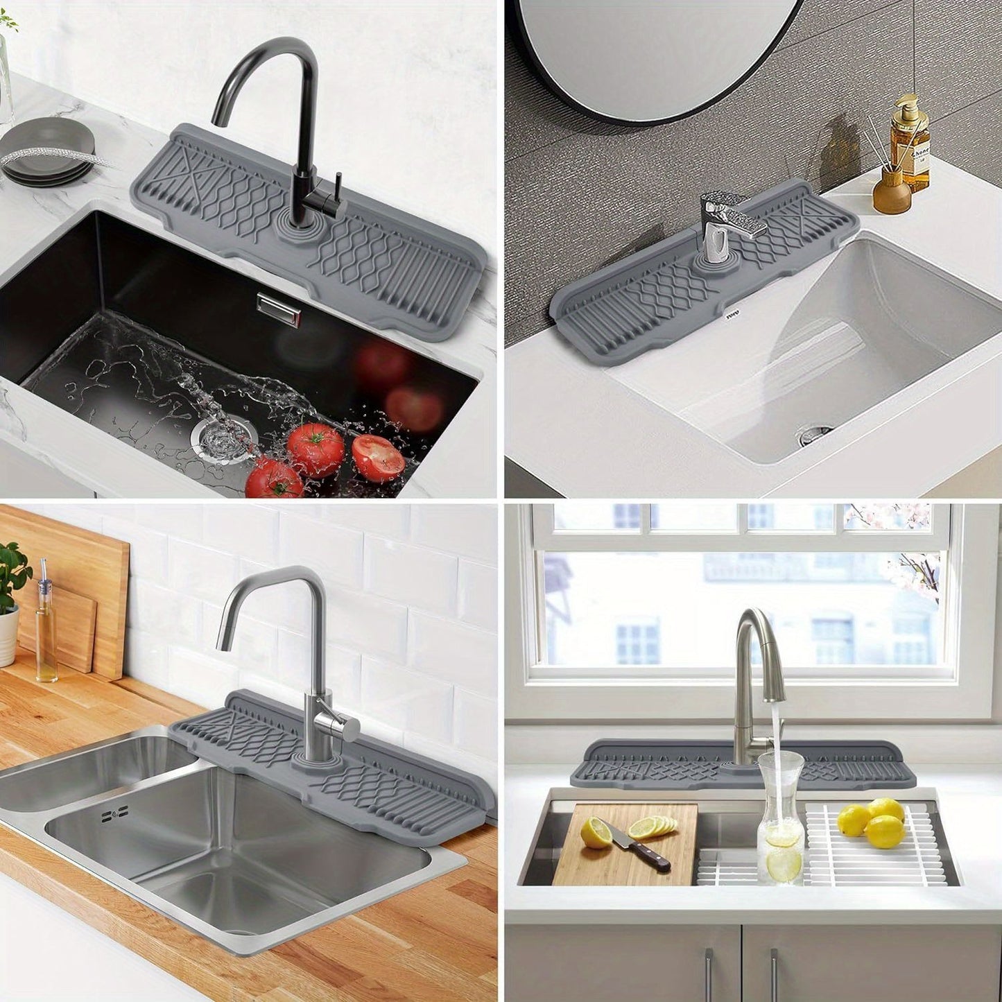 Tapete de respingo de silicone para torneira de cozinha, tapete de drenagem de p