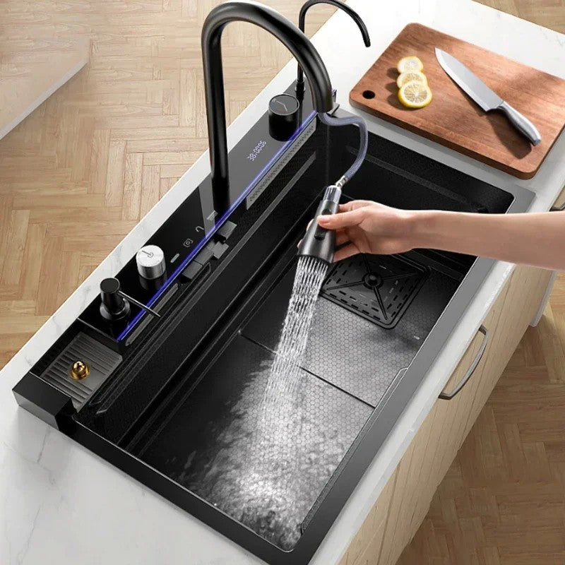 Pias de cozinha inteligentes com slot único para apartamentos, pias multifuncio