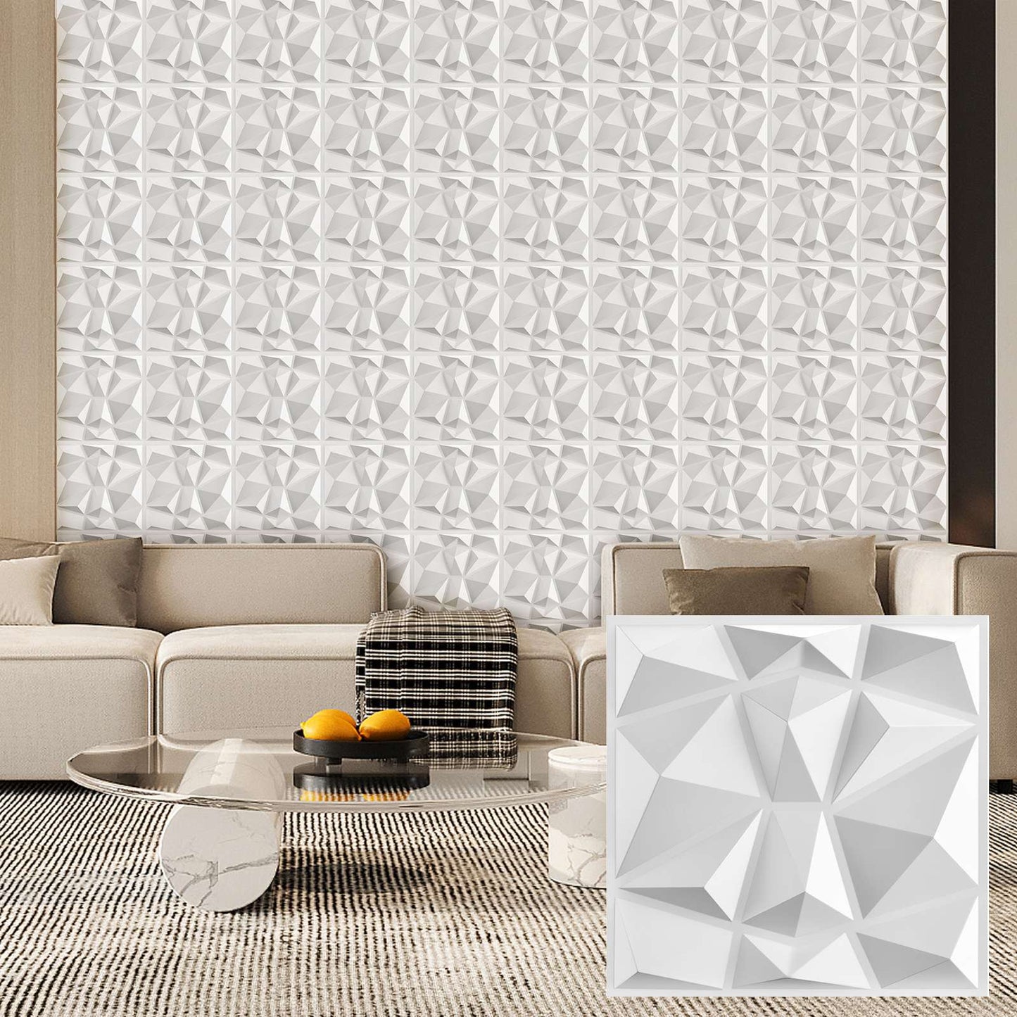 Painel de parede texturizado 3D KUUJOJOJO para decoração de parede interna, ad
