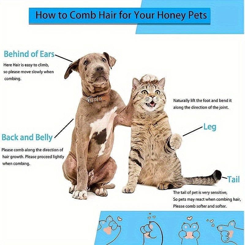 Escova de limpeza para animais de estimação, fácil limpeza, para cães e gato