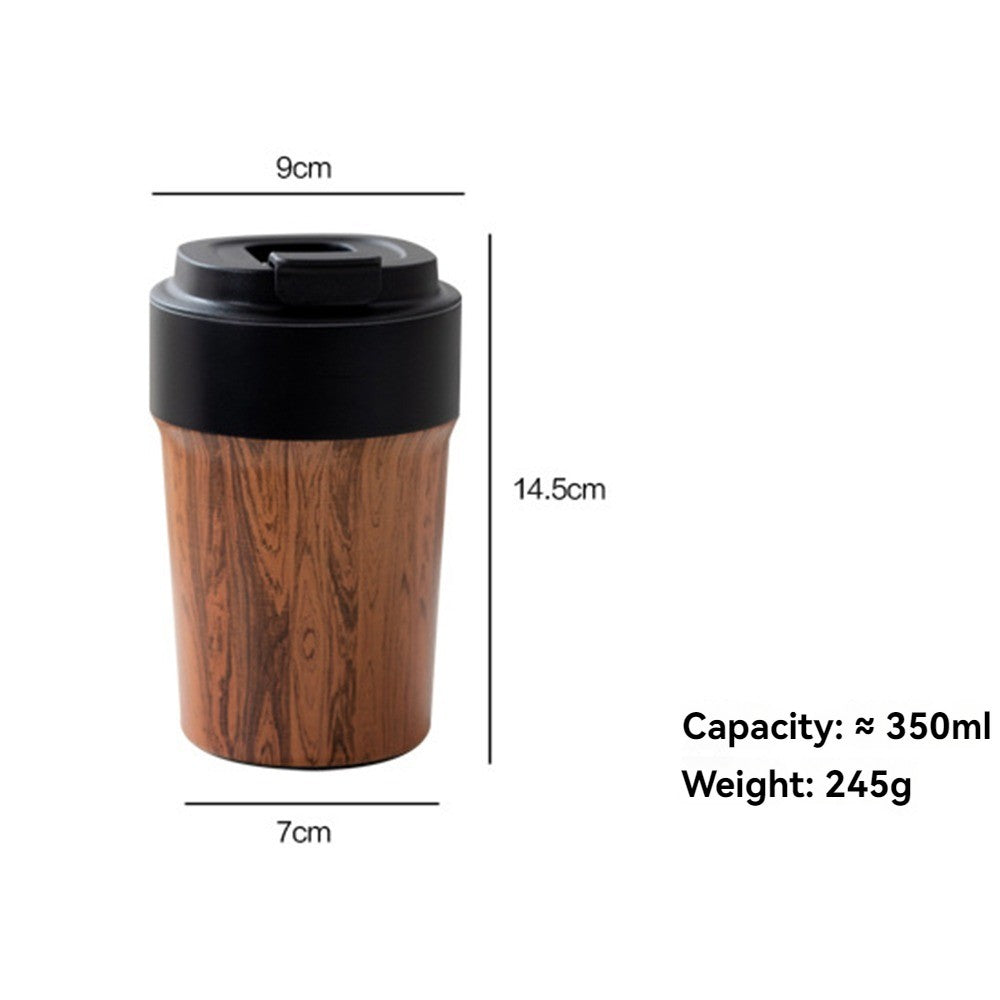 Caneca de café portátil de grãos de madeira com tampa Copo isolado a vácuo C
