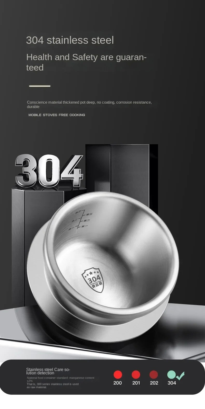 Panela de indução a gás universal, 1,2l/1,6l, mini panela de pressão de aço