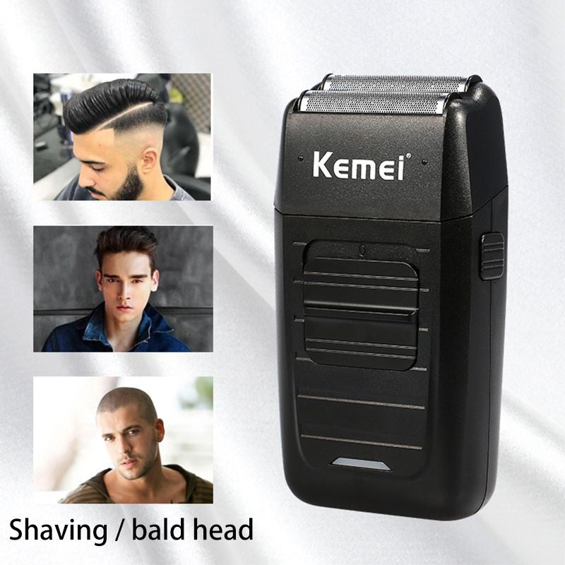 Kemei recarregável sem fio barbeador para homens lâmina dupla alternativa barb