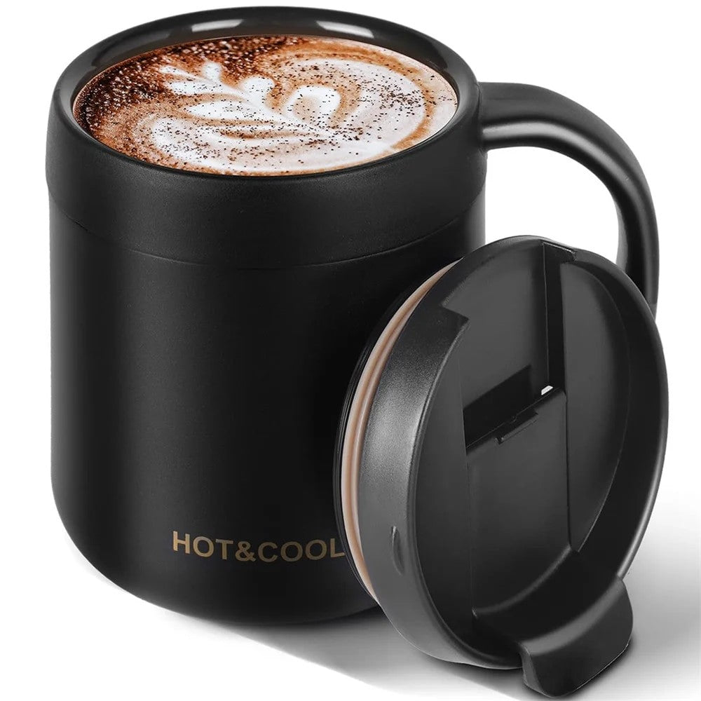 Caneca de café isolada de 350/500ml com alça, caneca isolada de aço inoxidáv