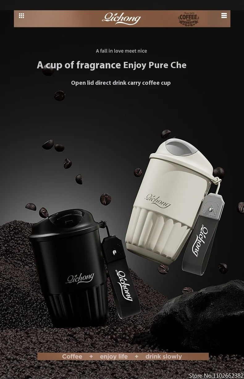 410ml forro cerâmico garrafa térmica xícara de café parede dupla aço inoxid