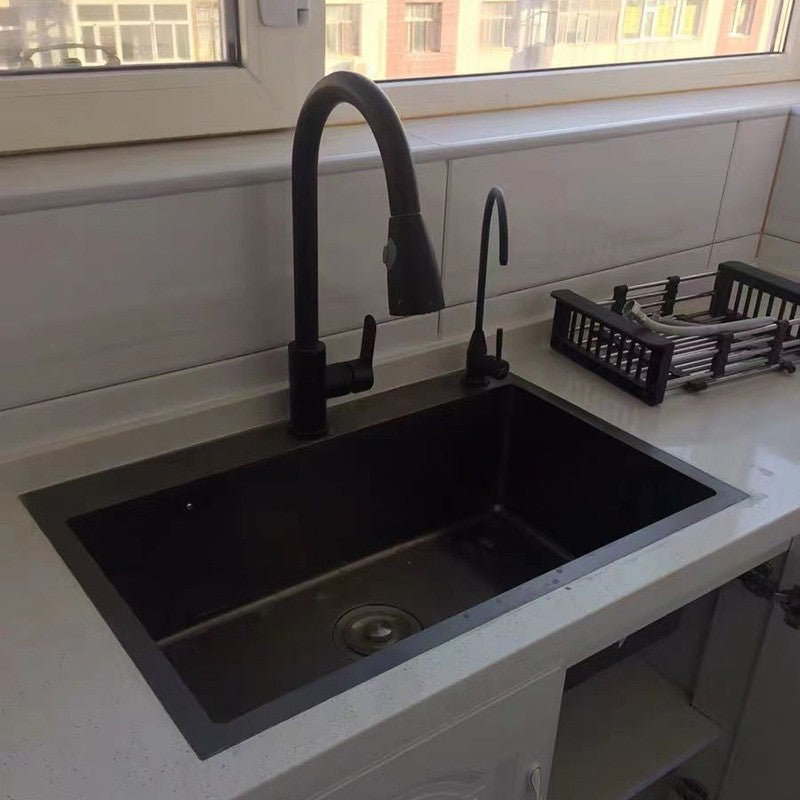 Pias simples feitas à mão para bancada de cozinha, pias de lavagem nano pretas