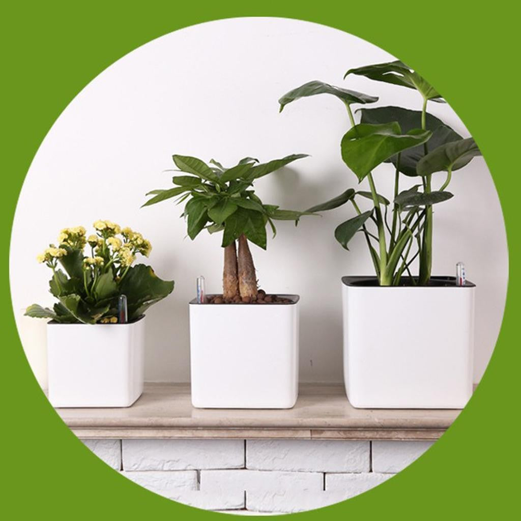 Plantador branco com rega automática, indicador de água, vaso decorativo moder