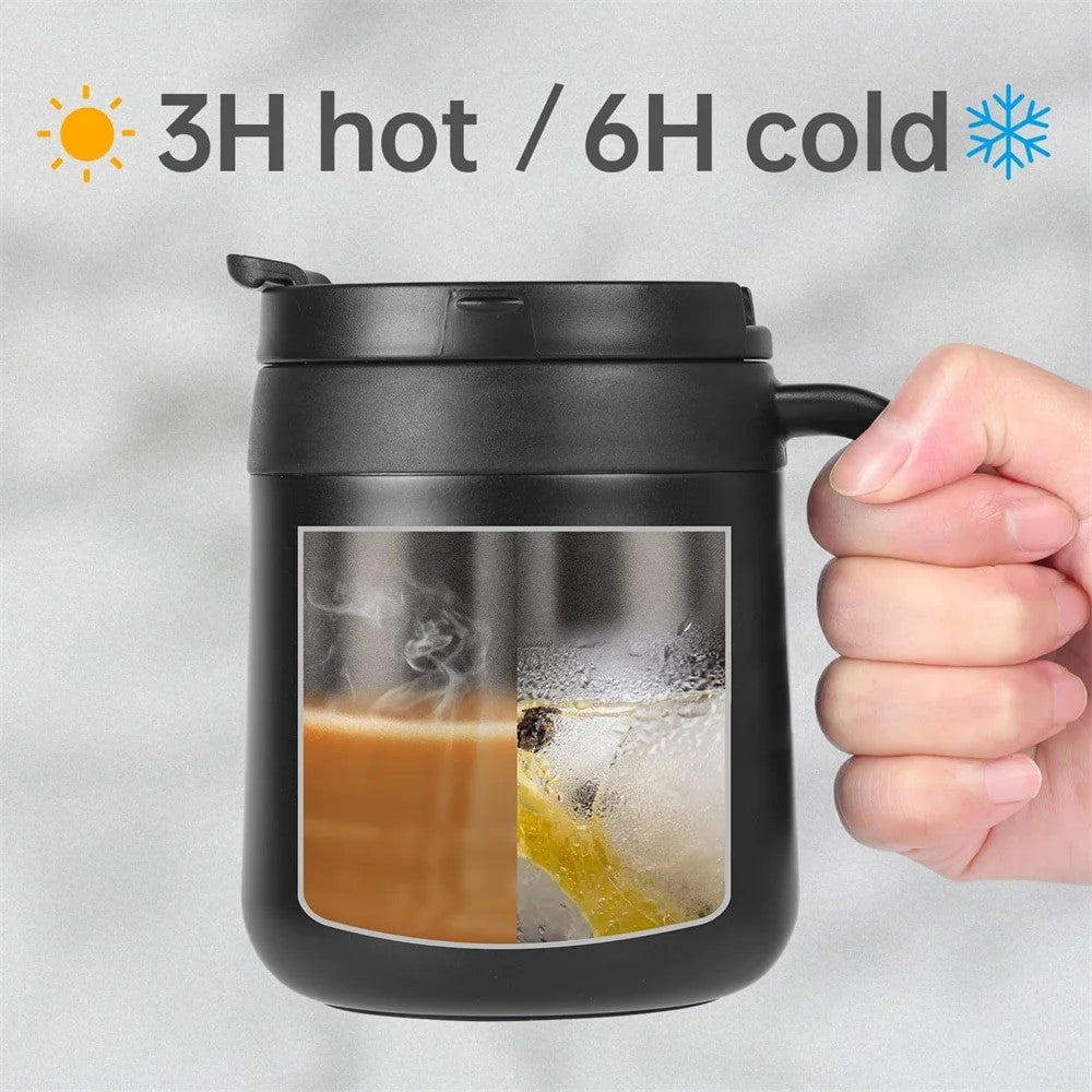 Caneca de café isolada de 350/500ml com alça, caneca isolada de aço inoxidáv
