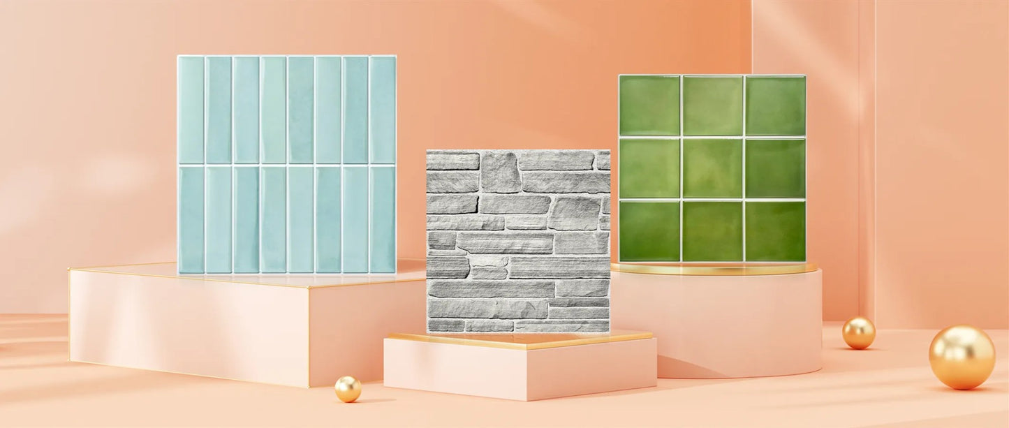 Painéis de parede de pedra falsa 3D, Peel and Stick Tile, Adesivo decorativo de