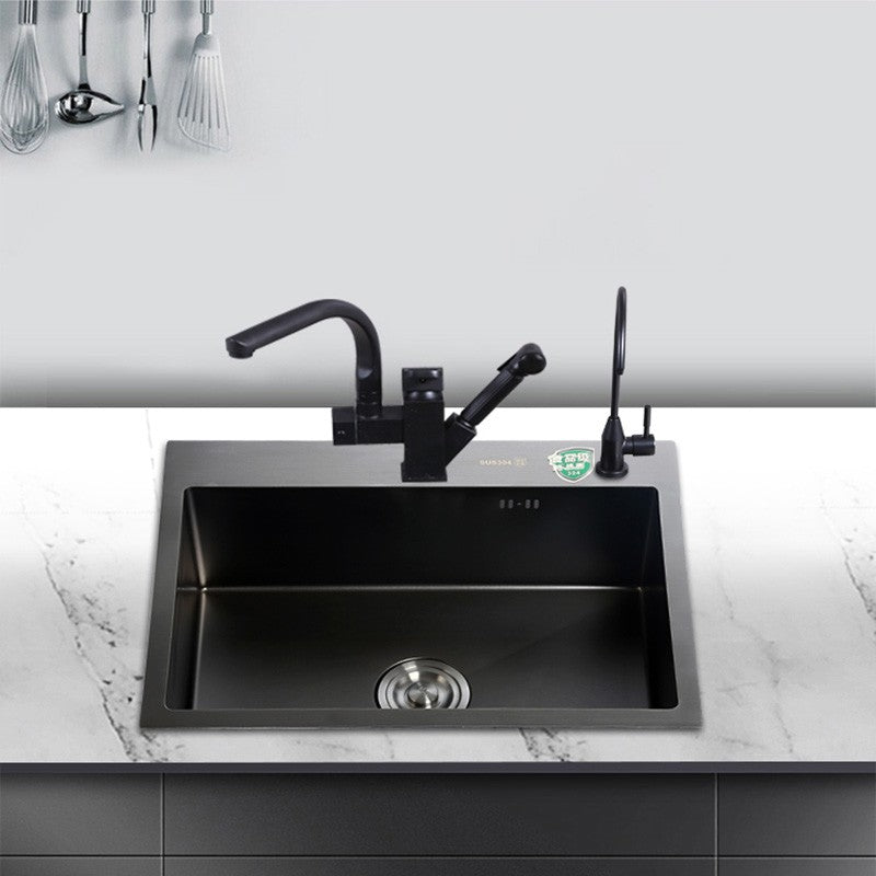 Pias simples feitas à mão para bancada de cozinha, pias de lavagem nano pretas