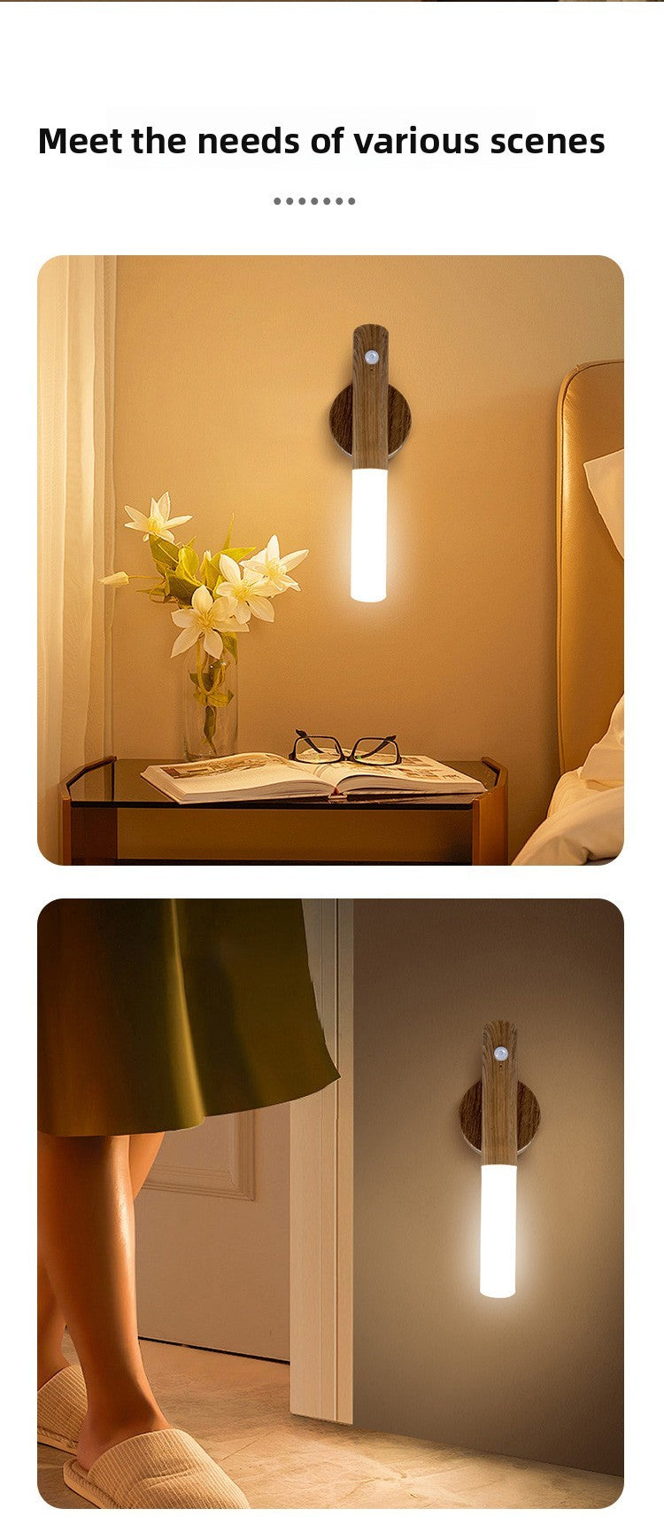 Sensor de movimento inteligente luz noturna led recarregável lâmpada de parede
