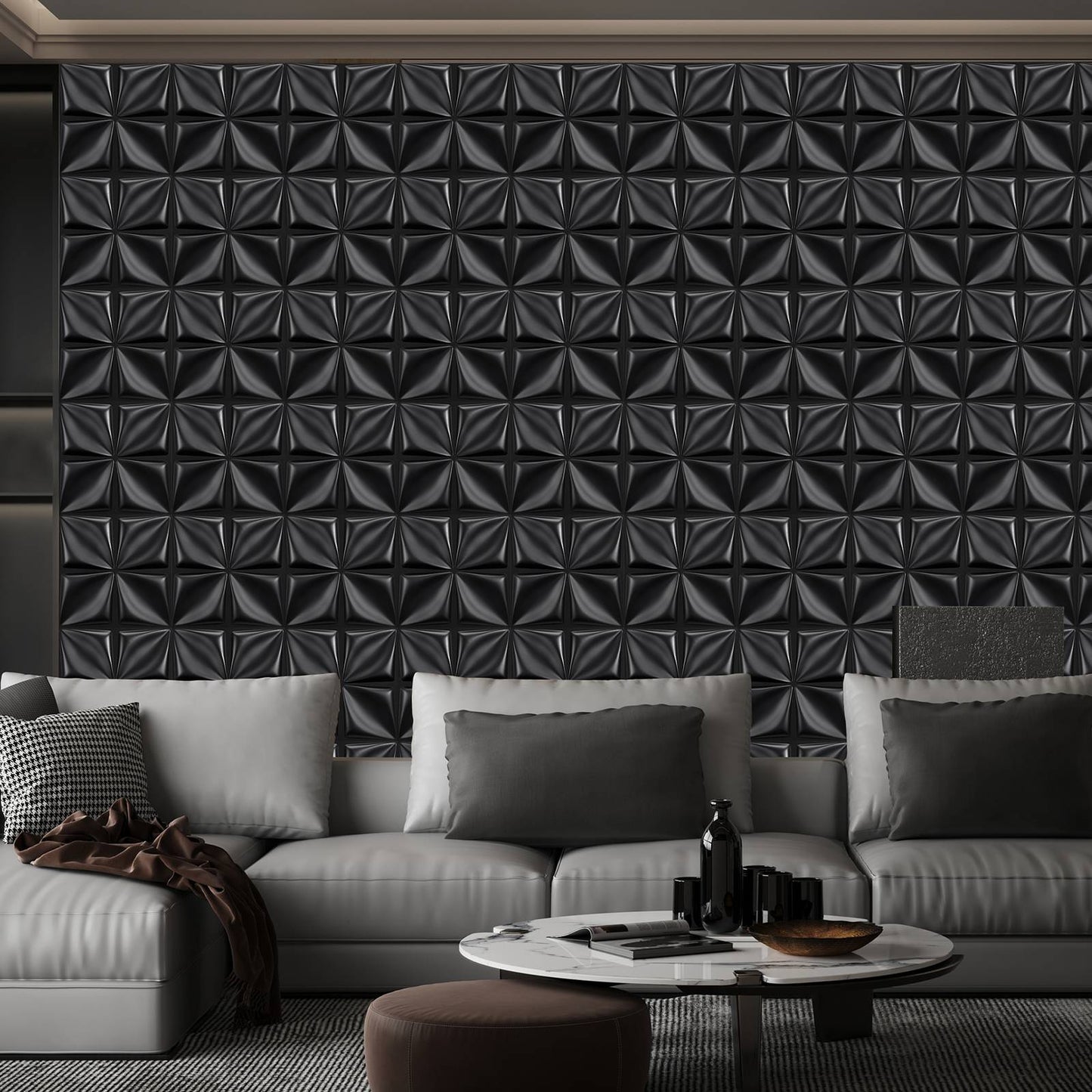 Painel de parede texturizado 3D KUUJOJOJO para decoração de parede interna, ad