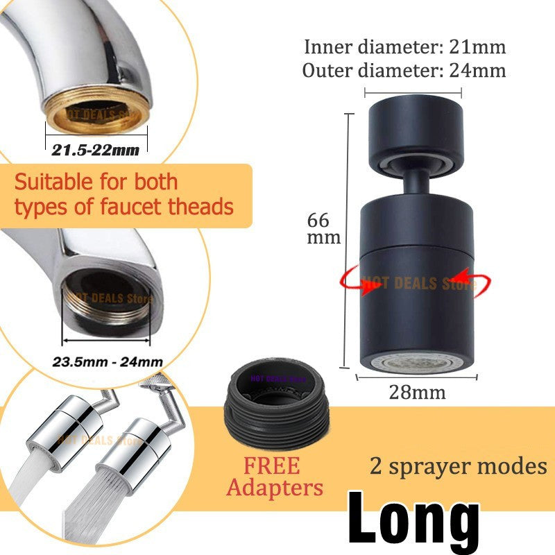 Função dupla anti-respingo bubbler torneira da cozinha aerador 360 graus girat