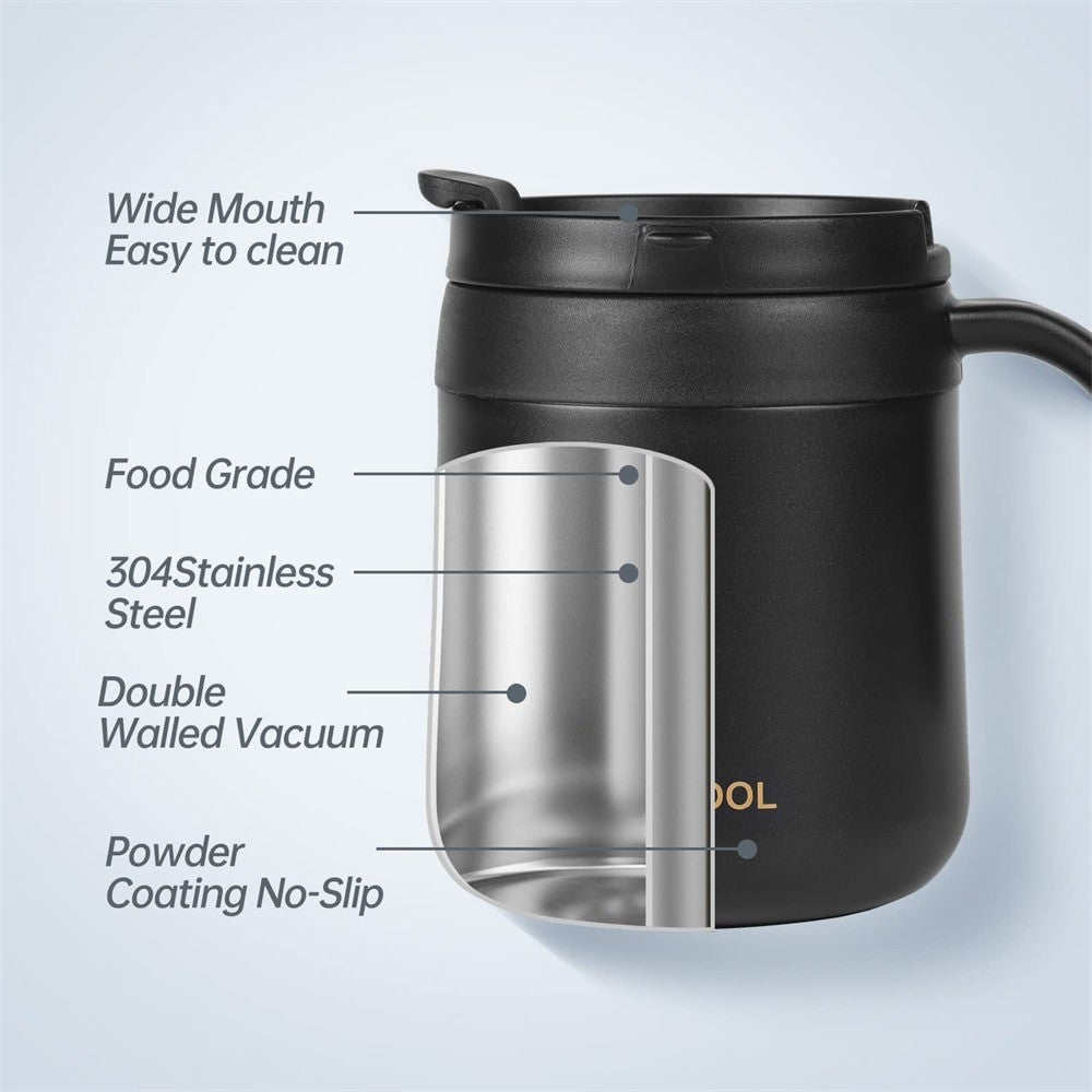Caneca de café isolada de 350/500ml com alça, caneca isolada de aço inoxidáv