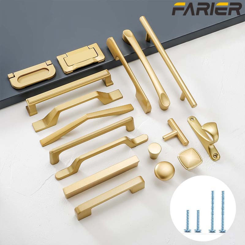 Estilo simples fosco ouro armário alças liga de alumínio sólido armário de