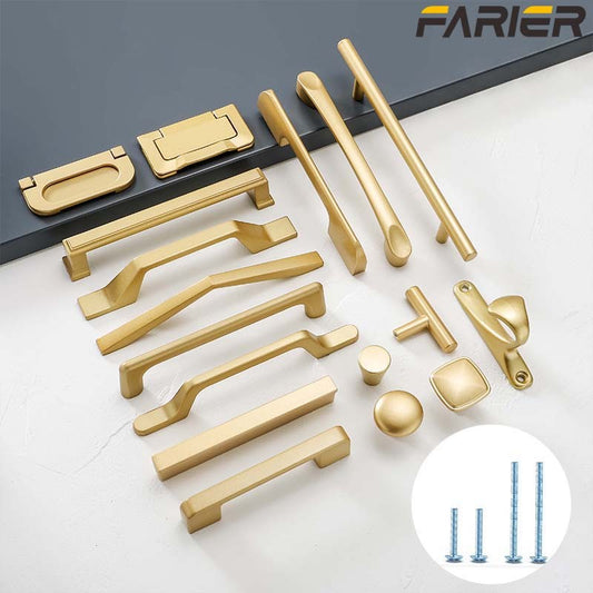 Estilo simples fosco ouro armário alças liga de alumínio sólido armário de