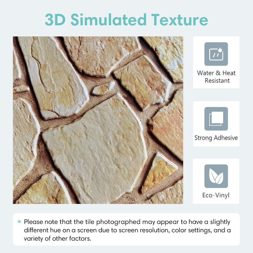 Painéis de parede de pedra falsa 3D, Peel and Stick Tile, Adesivo decorativo de