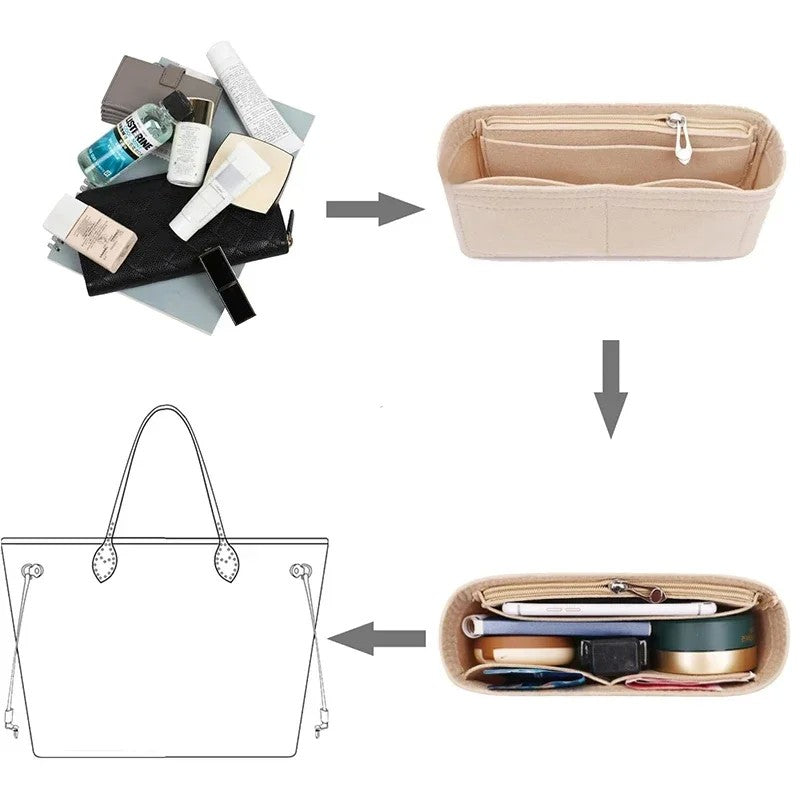 Feltro Insert Bag Serve para Longchamp Mini Handbag, Liner Bag Portátil, Sacos