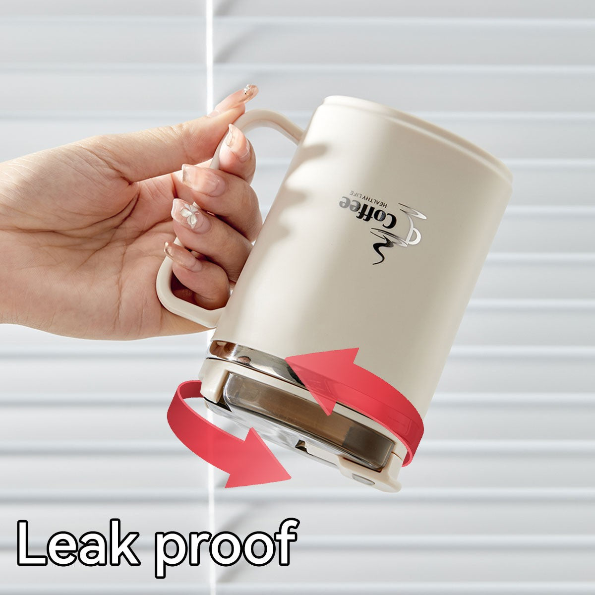 WORTHBUY Copo de café térmico de parede duplo com filtro e colher 304 copo de