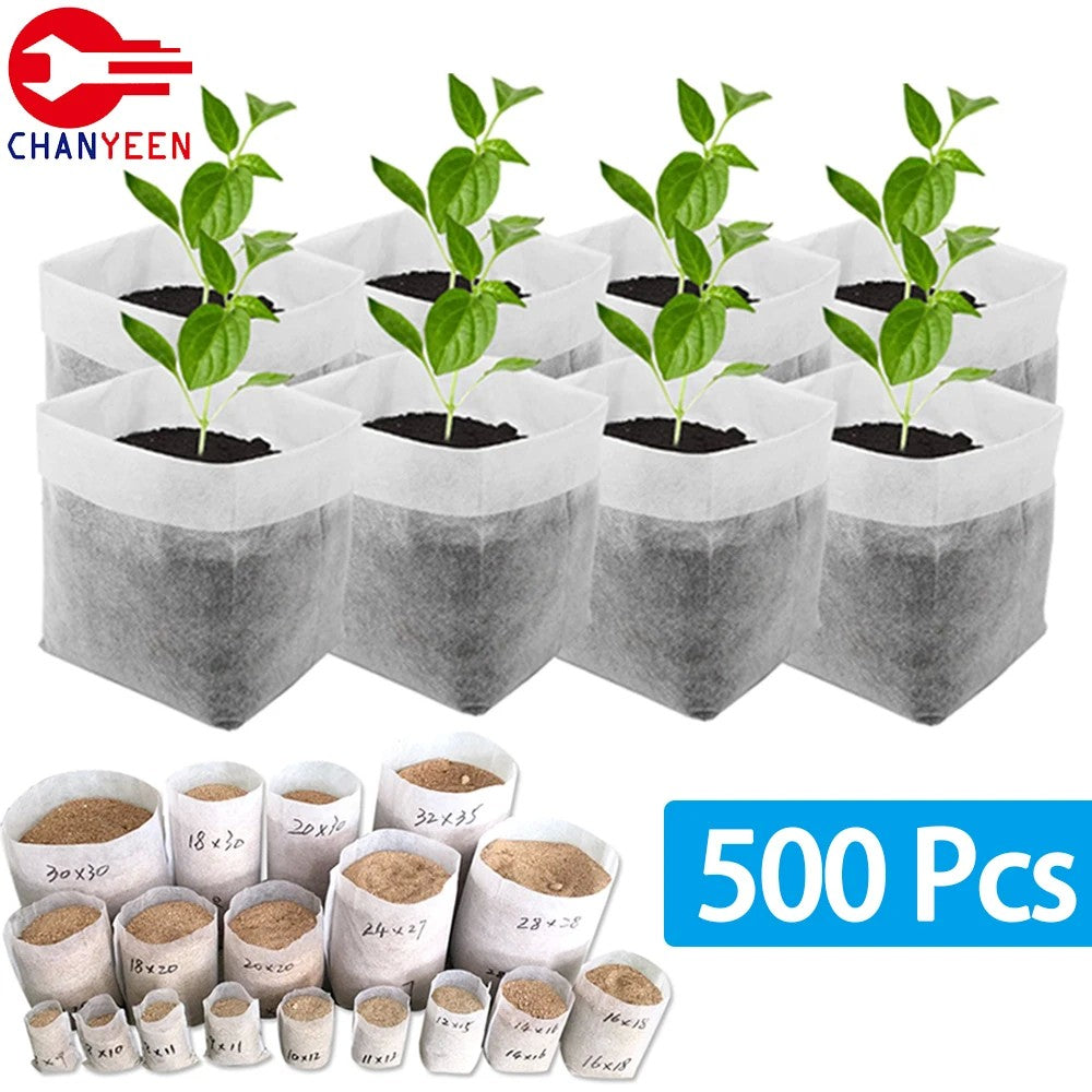 100-500 peças saco de berçário biodegradável planta crescer sacos de ferrame