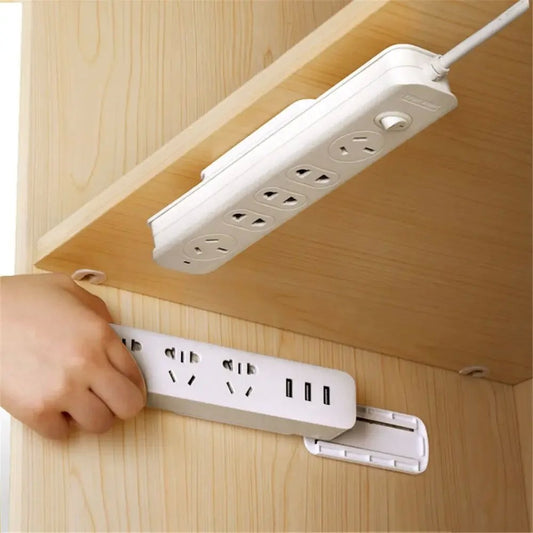Fixador de tomada de mesa autoadesivo, 2 peças, pendurado, tira de energia, org