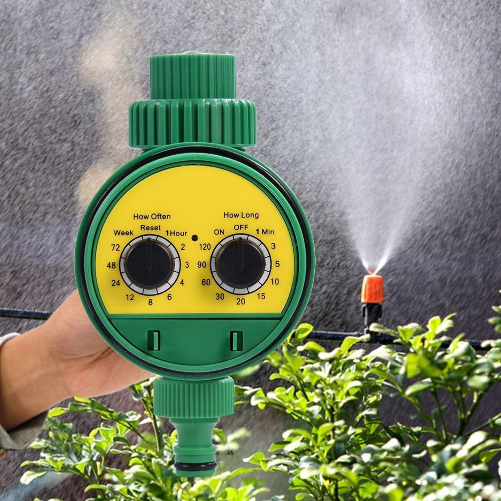 Mangueira de rega automática eletrônica de jardim de plástico verde ao ar liv