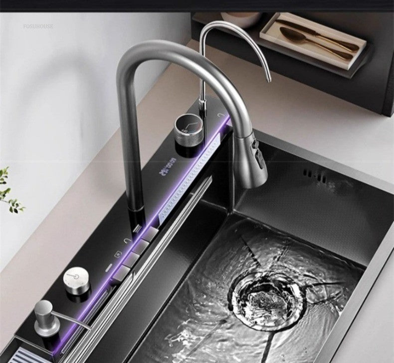 Pias de cozinha inteligentes com slot único para apartamentos, pias multifuncio