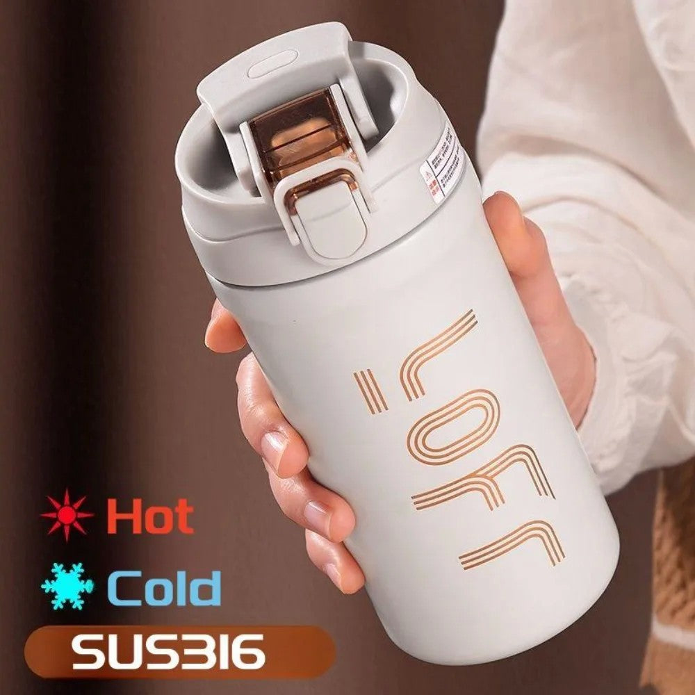 Caneca de café térmica com canudo, 600ml/21oz, parede dupla isolada, sublimaç