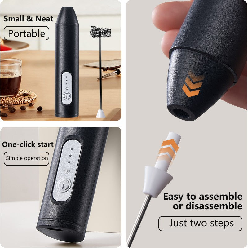 Mini batedor de café recarregável usb, 3 velocidades, máquina de espuma, café, leite, alça elétrica, liquidificador, batedor de ovos, ferramentas de cozinha quentes
