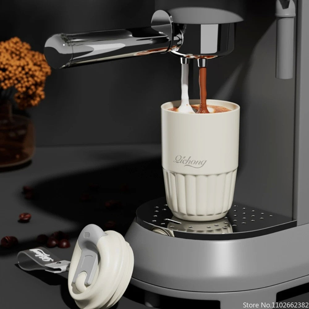 410ml forro cerâmico garrafa térmica xícara de café parede dupla aço inoxid