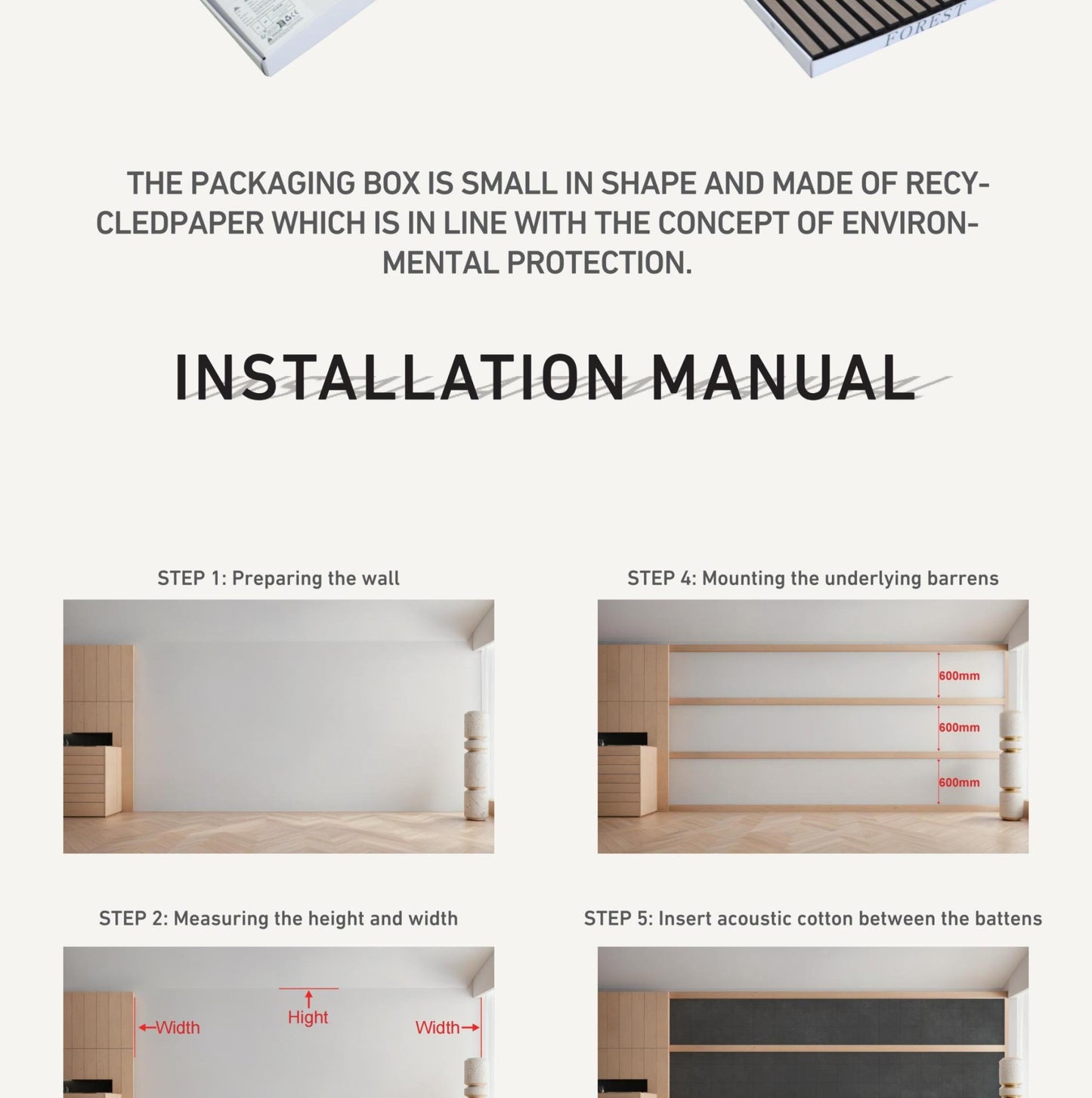 Design moderno ecológico 600x600mm painel acústico de ripas de madeira 2 peça