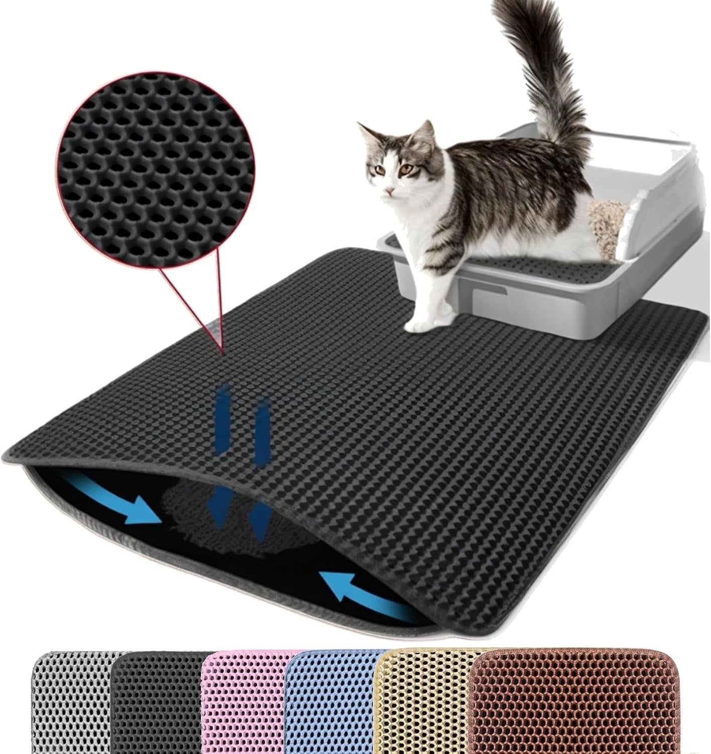 Tapete de areia para gatos, camada dupla, reforçada, grande, caixa de areia par