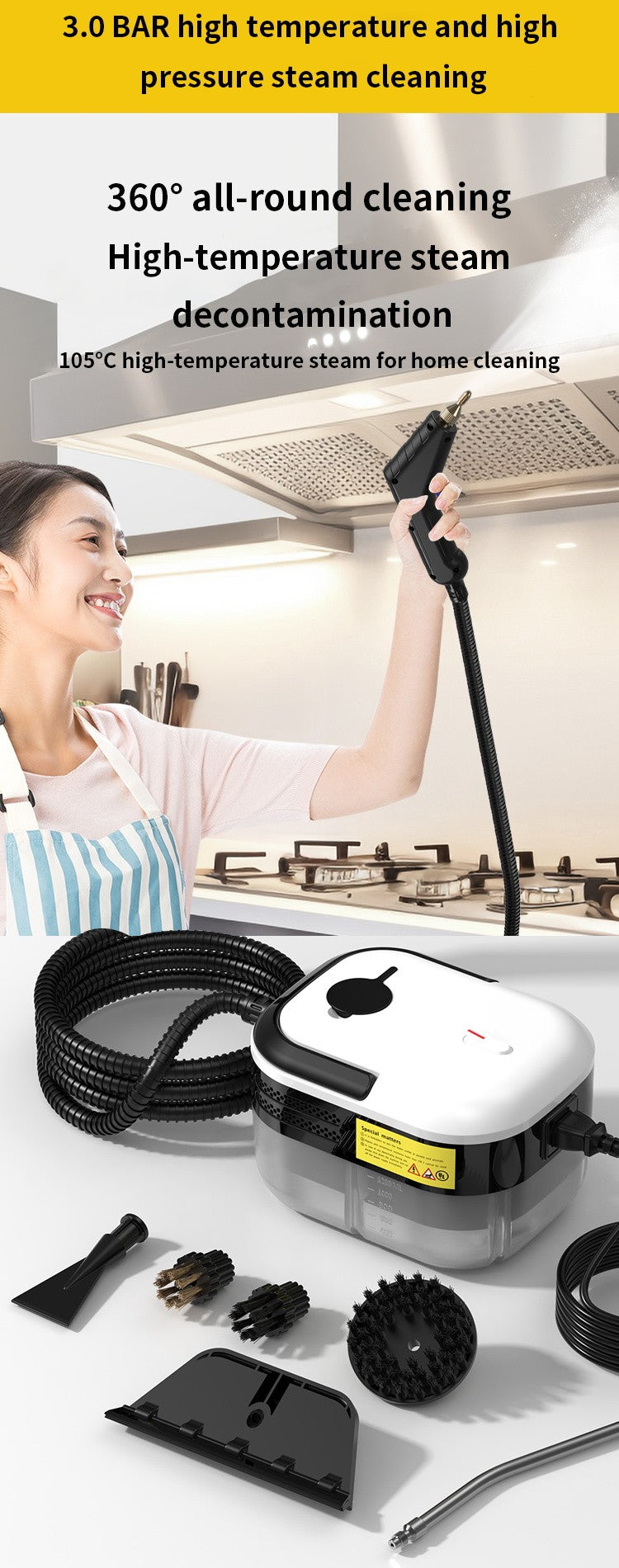 Limpador a vapor de alta pressão e temperatura, esfregação a vapor, esteriliz