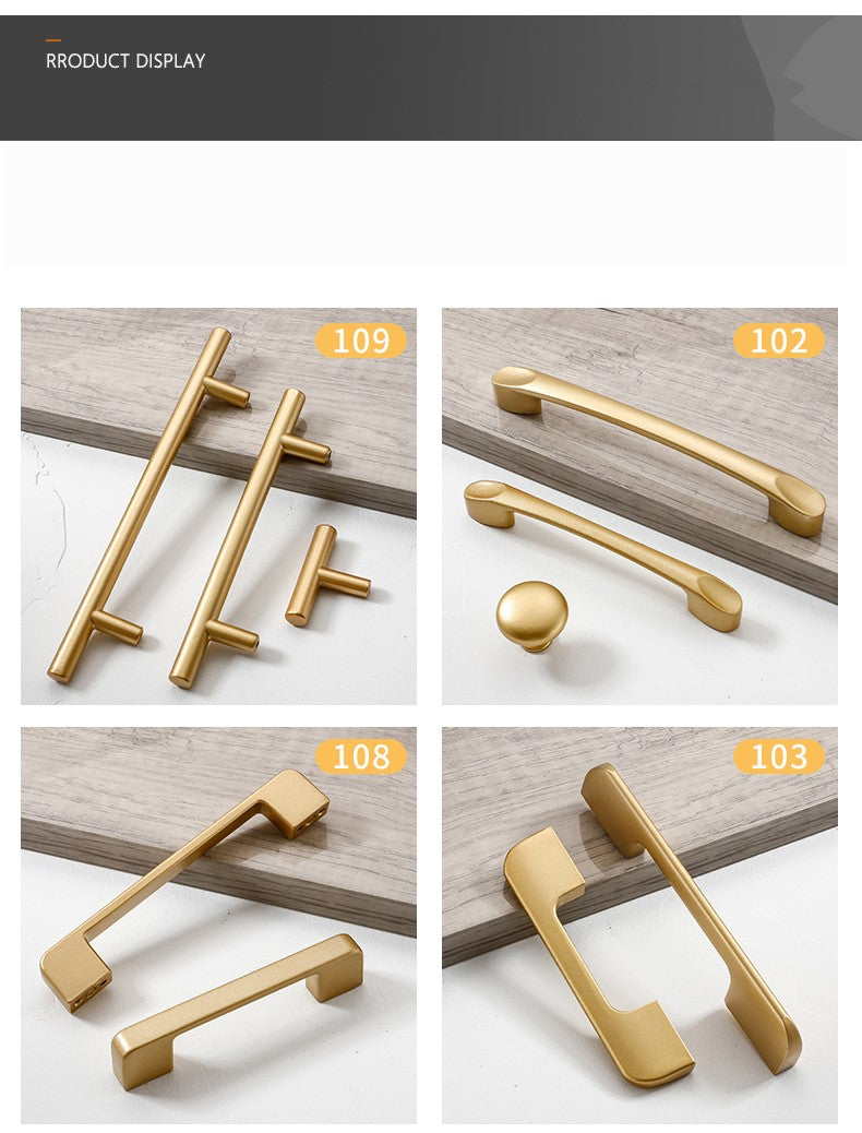 Estilo simples fosco ouro armário alças liga de alumínio sólido armário de