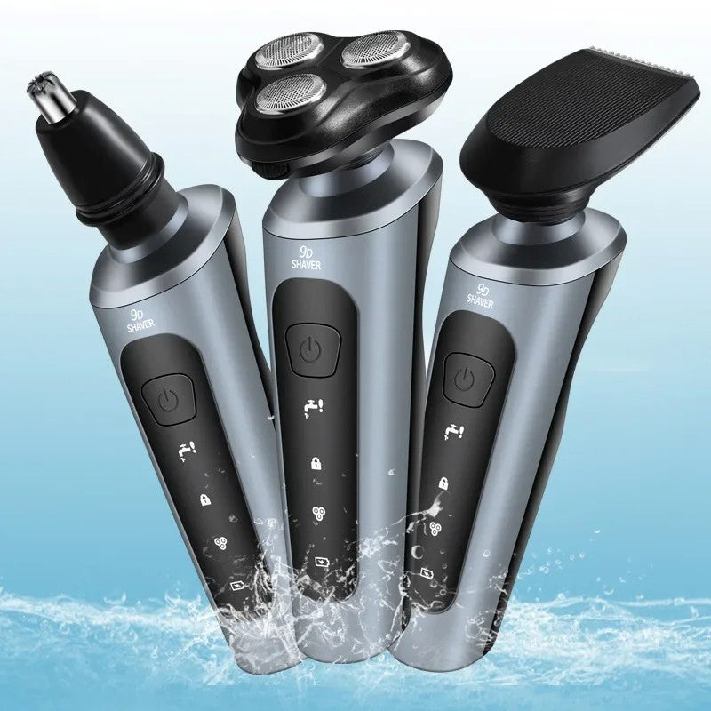 Barbeadores elétricos para homens, lâmina de barbear impermeável, uso úmido