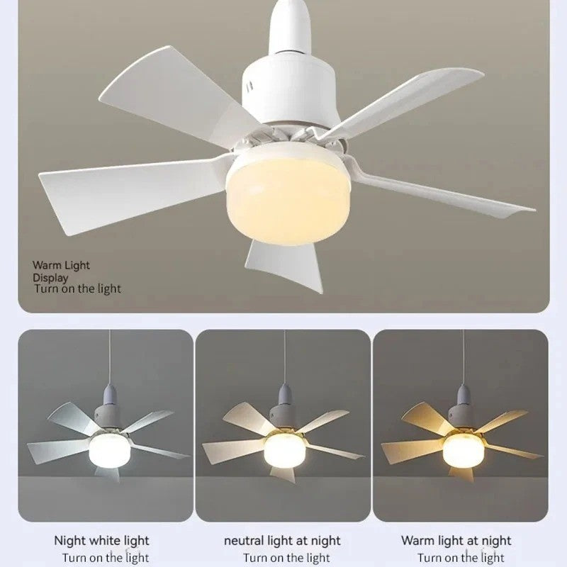 Ventilador de teto led com luz controle remoto regulável 30w e27 base moderna i