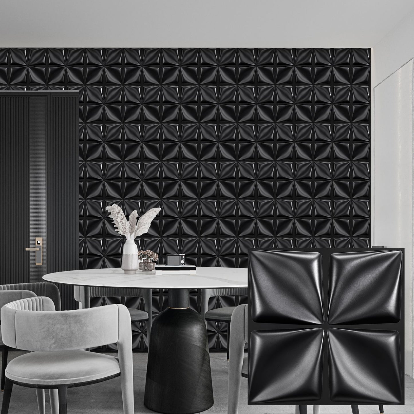 Painel de parede texturizado 3D KUUJOJOJO para decoração de parede interna, ad