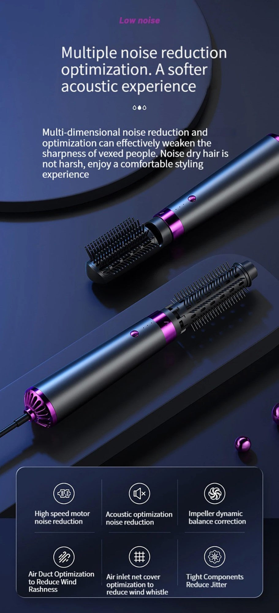 Secador de cabelo multifuncional 5 em 1, pente de ar quente, haste de ondulação automática, pente de cabelo reto, ferramenta estilo salão de beleza, secagem rápida