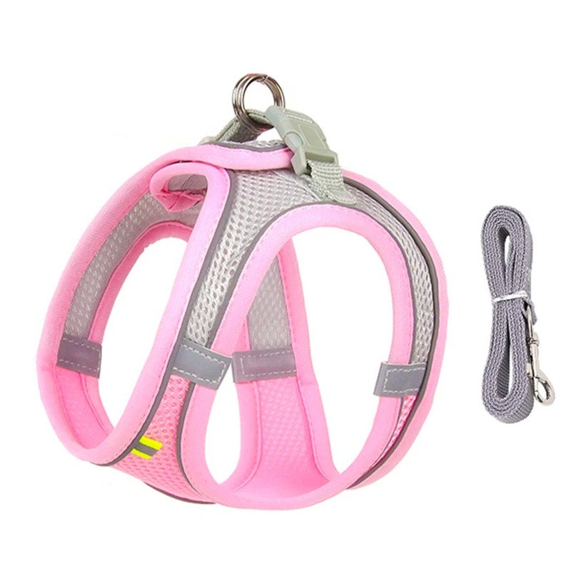 Conjunto de Arnês Ajustável para Cachorro e Gato, Colete para Cães, Trela Pet