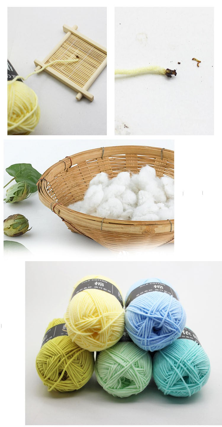 40-50 g/conjunto 4 camadas de algodão de leite (80%) fio de tricô bordado ting