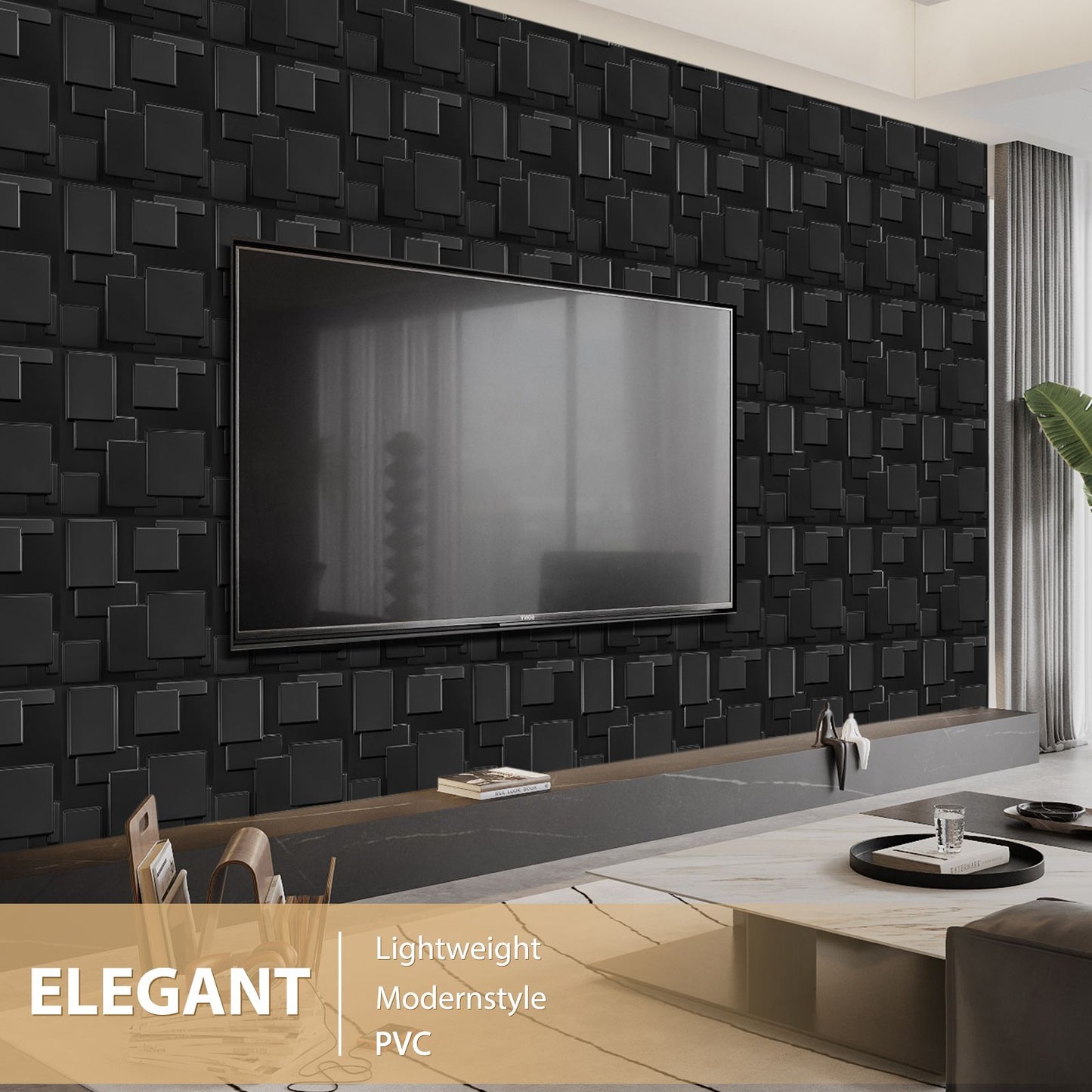 Painel de parede texturizado 3D KUUJOJOJO para decoração de parede interna, ad