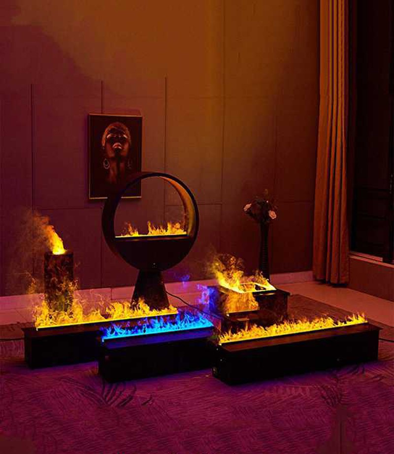 A lareira 3D inteligente com umidificador de vapor de água, chama LED decorativ